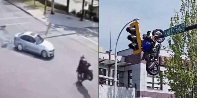 O acidente impressionante ocorreu em Surrey, na província de Colúmbia Britânica