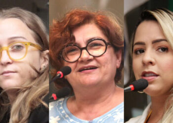As vereadoras, Kari Santos (PT), Cida Pedrosa (PCdoB) e Natália de Menudo (PSB),
