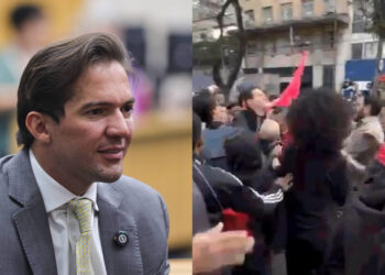 O vereador Rubinho Nunes Compareceu ao ato e discutiu com estudantes