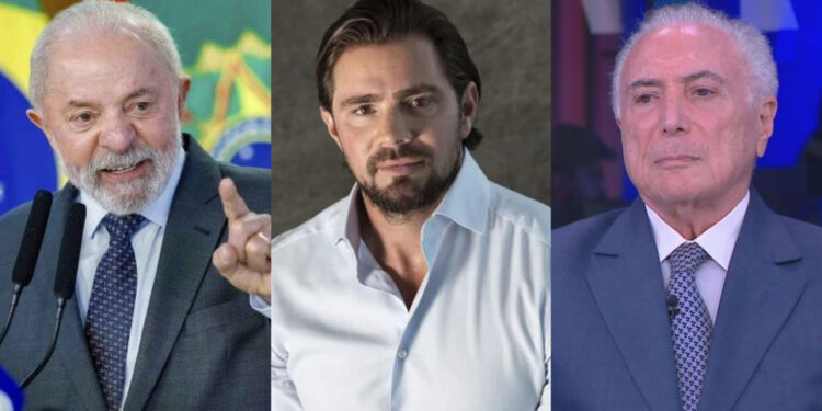 Michel Temer (MDB), Daniel Vorcaro e o presidente Lula (PT) (esq. p/ dir.)