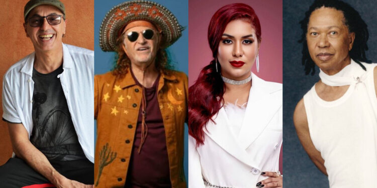 Zeca Baleiro, Alceu Valença, Priscila Senna e Djavan (esq. p/ dir.)