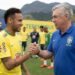 Neyma e o técnico Carlo Ancelotti em foto feita por IA
