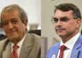 O presidente nacional do PL, Valdemar Costa Neto e o senador Flávio Bolsonaro (PL-RJ) (esq. p/ dir.)