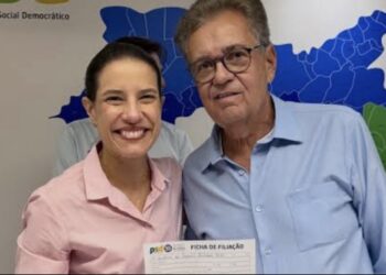 O deputado estadual Antônio Moraes (PSD) e a Governadora Raquel Lyra (PSD) (esq. p/ dir.)
