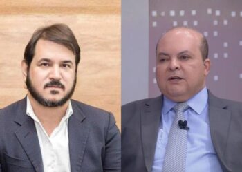 O presidente do União Brasil, Antonio Rueda, e o ex-governador do Distrito Federal, Ibaneis Rocha (MDB)