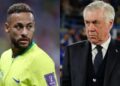 O atacante Neymar Jr. e o técnico da Seleção Brasileira de Futebol, Carlo Ancelotti.