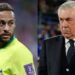 O atacante Neymar Jr. e o técnico da Seleção Brasileira de Futebol, Carlo Ancelotti.