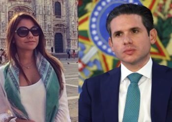 A empresária Bianca Medeiros; e o presidente da Câmara, deputado Hugo Motta (Republicanos-PB).