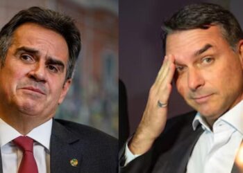 Os senadores Ciro Nogueira e Flávio Bolsonaro