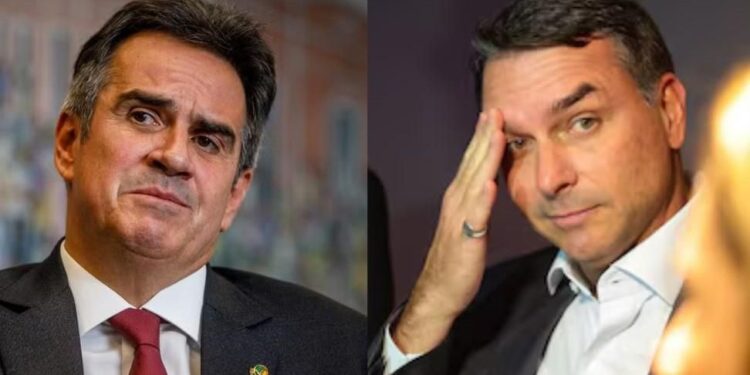 Os senadores Ciro Nogueira e Flávio Bolsonaro