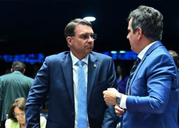 Os senadores Flávio Bolsonaro e Ciro Nogueira