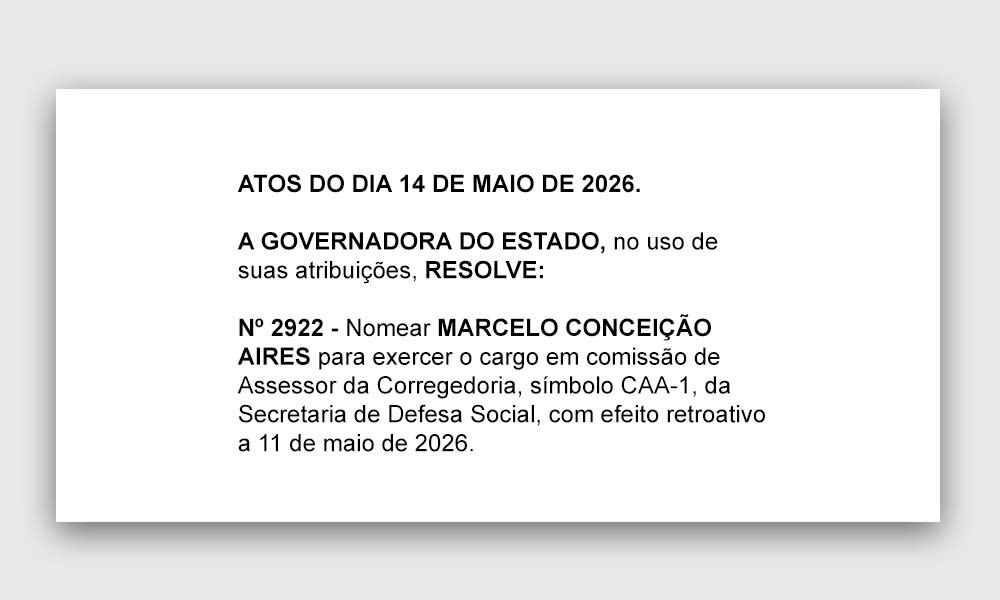 Nomeação de Marcelo Aires como assessor da SDS/PE