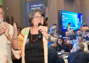 Henrique Luduvice e  Hilda Gomes durante almoço  que reuniu lideranças da engenharia no Recife