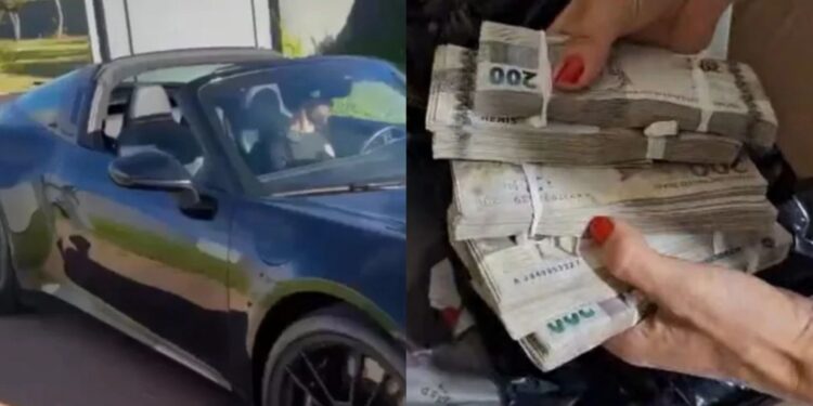 Além dos veículos de alto padrão, os investigadores encontraram R$ 287 mil em espécie armazenados dentro de sacos de lixo