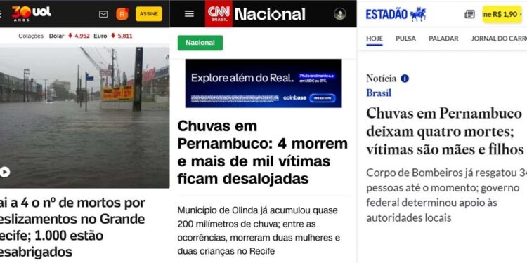 Desastre ganha destaque na mídia nacional (UOL, CNN Brasil e Estadão)
