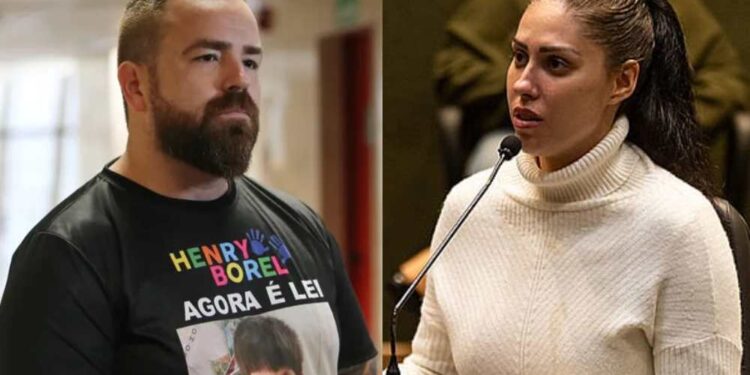 O pai Leniel Borel e a a mãe da criança Monique Medeiros