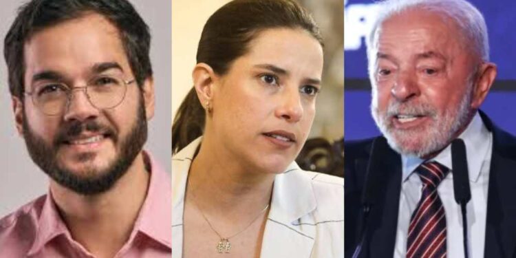 Túlio Gadêlha (PSD), Raquel Lyra (PSD) e Lula (PT)