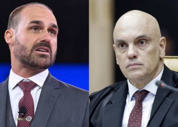 O deputado Eduardo Bolsonaro e o ministro do STF Alexandre de Moraes
