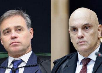 O ministro André Mendonça e o ministro Alexandre de Moraes (esq. p/ dir.)