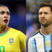 A jogadora Marta e o jogador Lionel Messi