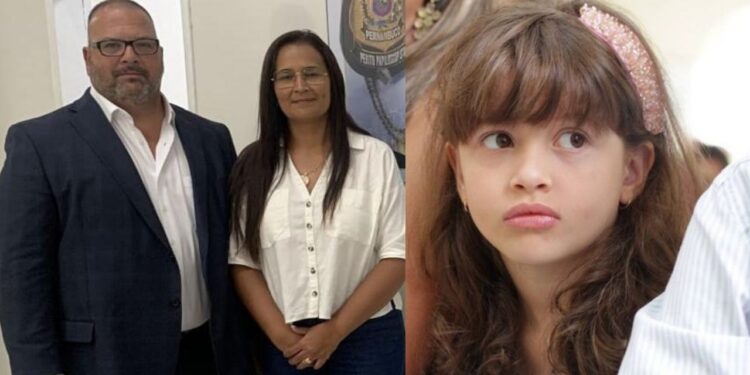 O investigador Fred Ponce; e a mãe de Beatriz Angélica, Lucinha Mota.