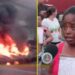 Moradores da comunidade do Jiquiá realizaram protesto. Imagem: Reprodução/TV Jornal