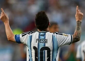 Messi, da Argentina, comemora gol contra a Argélia na Copa do Mundo
Imagem: Roberto Schmidt/AFP