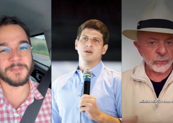 O dep. federal, Túlio Gadêlha (PSD); o ex-prefeito do Recife, João Campos (PSB); e o presidente Lula (PT).