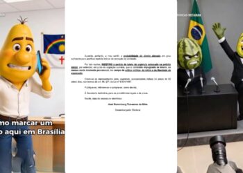 O vídeo utiliza personagens caricatos com apelidos como "Jambo Campos" e "Coronel Melançudo"