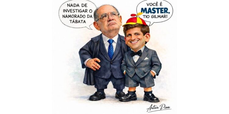 Um card digital com caricaturas de João Campos (PSB) e o ministro do STF, Gilmar Mendes, virou alvo de processo.