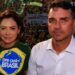 Michelle e Flávio Bolsonaro durante manifestação bolsonarista na Esplanada. Foto: Wilton Junior/Estadão