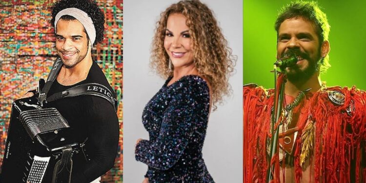 os cantores Cezzinha, Irah Caldeira e Almério, se apresentam nos polos descentralizados.