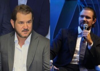 O presidente nacional do União Brasil, Antonio Rueda; e o ex-banqueiro Daniel Vorcaro.