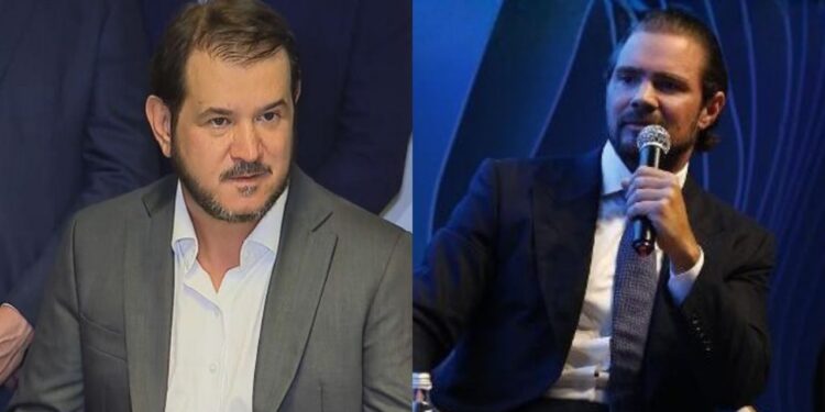 O presidente nacional do União Brasil, Antonio Rueda; e o ex-banqueiro Daniel Vorcaro.