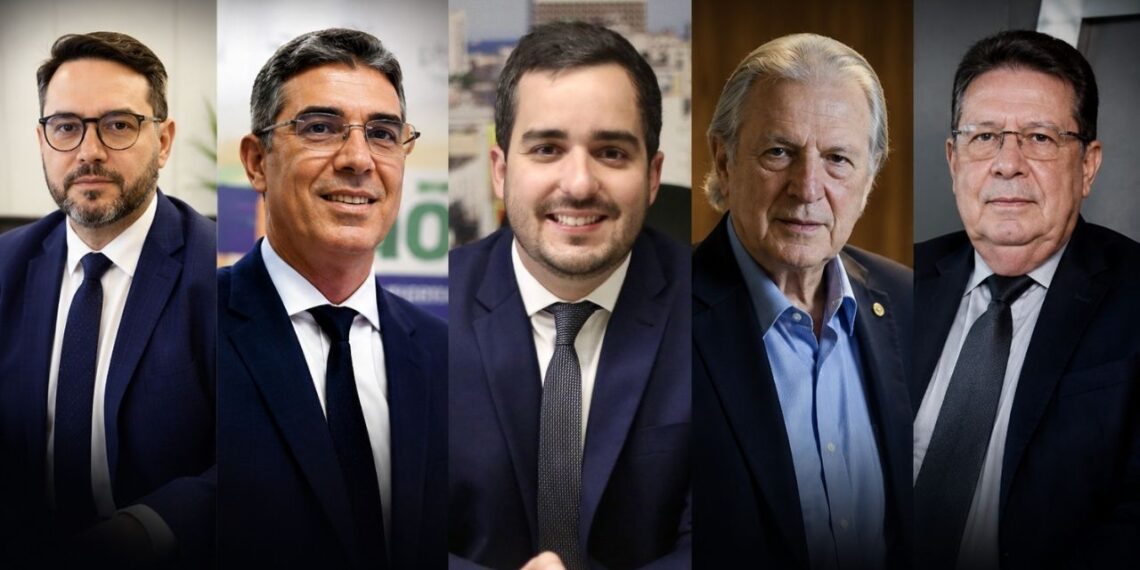 Da esq. para a dir. Guilherme Cavalcanti, César Barbosa, Eduardo Loyo, Luciano Bivar e Bruno Veloso.