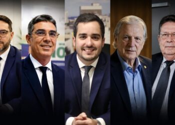Da esq. para a dir. Guilherme Cavalcanti, César Barbosa, Eduardo Loyo, Luciano Bivar e Bruno Veloso.