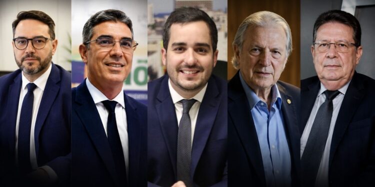 Da esq. para a dir. Guilherme Cavalcanti, César Barbosa, Eduardo Loyo, Luciano Bivar e Bruno Veloso.