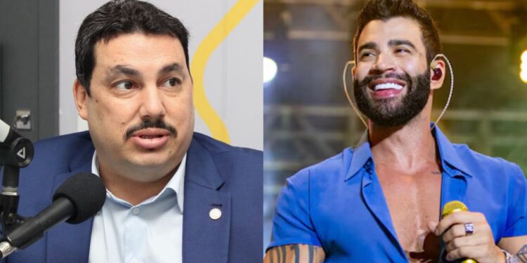 O prefeito de Surumbi (PE) Cléber Chaparral e o cantor Gustavo Lima