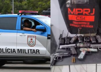 Material apreendido na operação do MPRJ contra PMs por peculato e comércio ilegal de arma de fogo