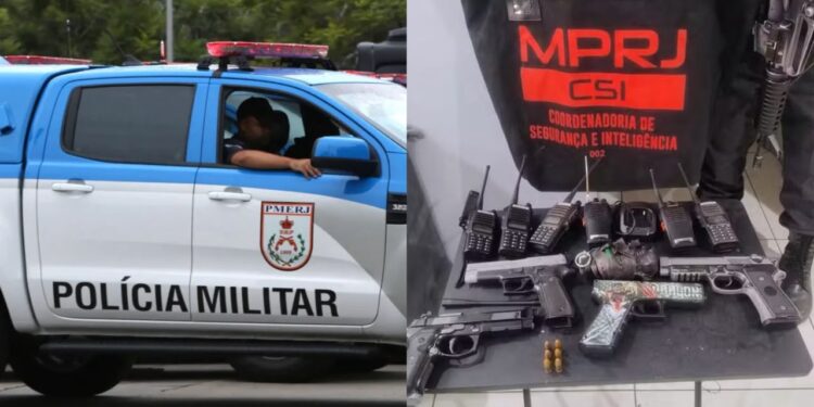 Material apreendido na operação do MPRJ contra PMs por peculato e comércio ilegal de arma de fogo