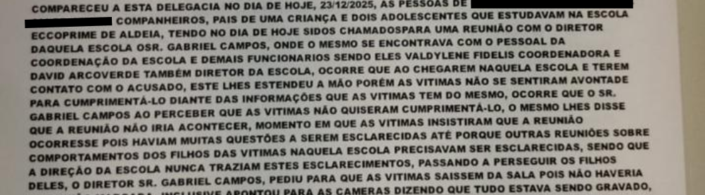 Boletim de Ocorrência contra o pastor acusado de agressão