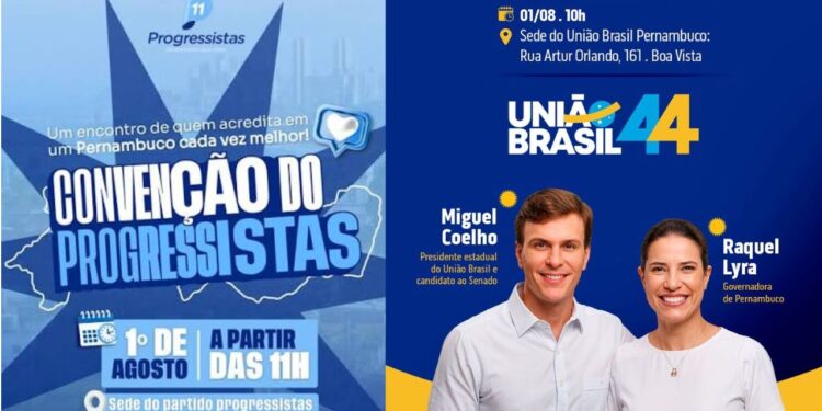 Convenções do Progressistas e do União Brasil acontecerão em 1º de agosto, o martelo será batido no dia 5, durante convenção da Federação