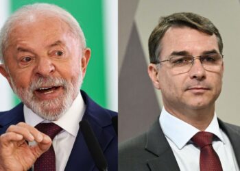 Lula e Flávio Bolsonaro, candidatos à presidência do Brasil