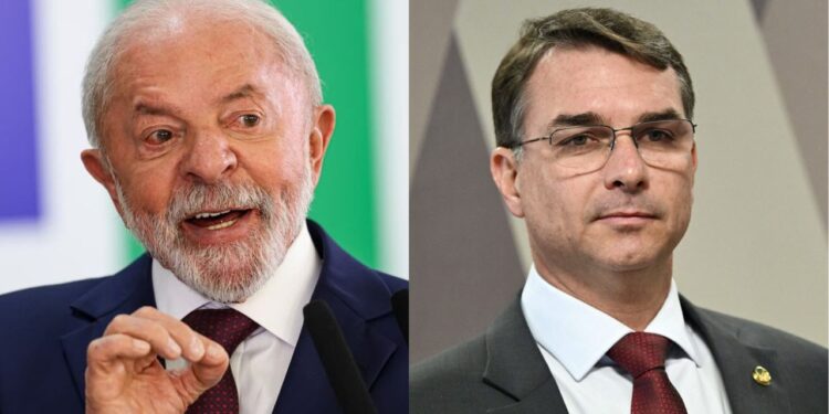 Lula e Flávio Bolsonaro, candidatos à presidência do Brasil