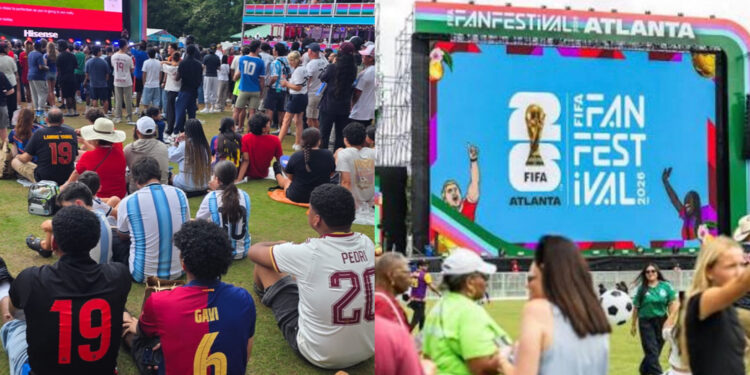 Torcedores de diversas nacionalidades se reúnem com camisas de seleções do mundo todo