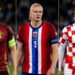 De Bruyne (Bélgica); Haaland (Noruega); e Modric (Croacia).
