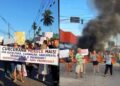 Protestos ocorreram na Estrada de Curcurana e na comunidade de Rio Doce. Imagem: Reprodução/TV Jornal