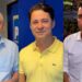 O vereador de Caruaru, Silvio Nascimento (PL); o presidente do PL-PE, Anderson Ferreira; e o senador, Flávio Bolsonaro (PL-RJ).