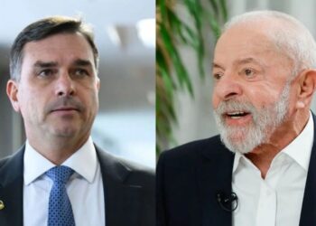 Os pré-candidatos à presidência da República, Flávio Bolsonaro (PL); e Lula (PT).