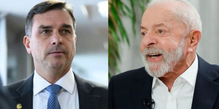 Os pré-candidatos à presidência da República, Flávio Bolsonaro (PL); e Lula (PT).